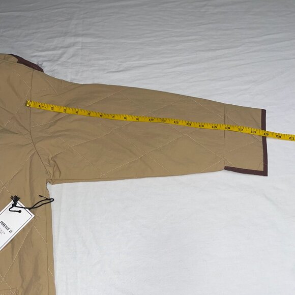 Forever 21 Khaki Quilted Jacket – Lightweight Button-Up Coat – Size S UNISEX - Picture 6 of 6